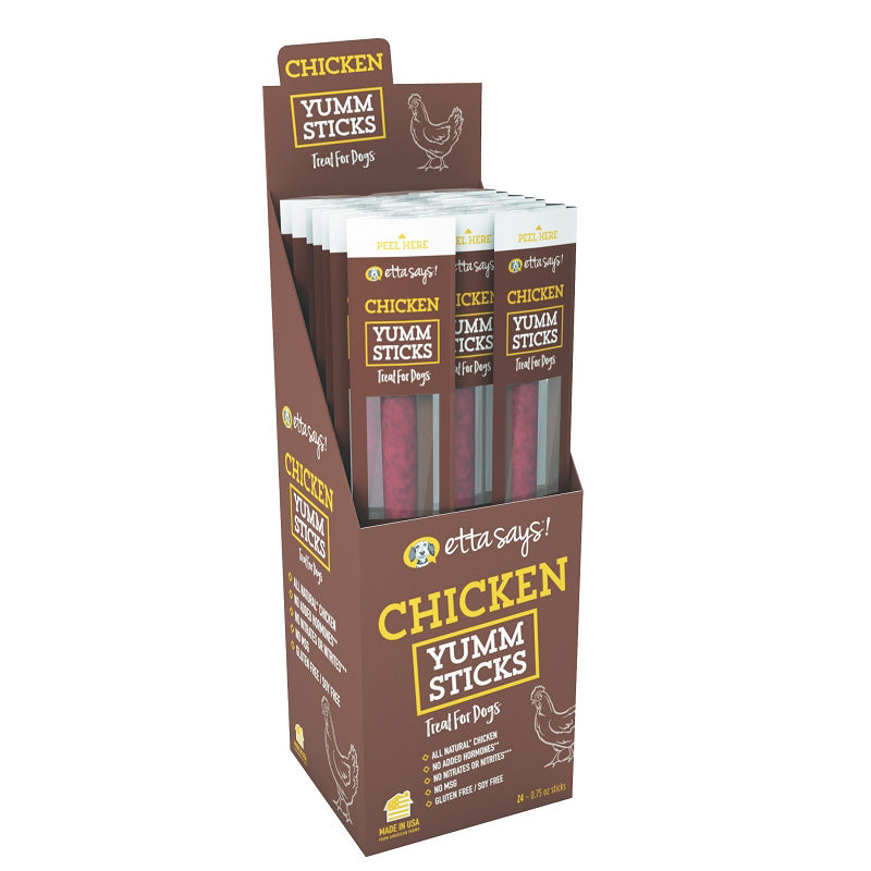 Etta Says! Chicken Yumm Sticks Dog Chew Display Box 24ct