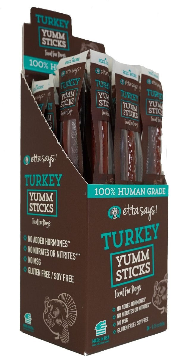 Etta Says! Turkey Yumm Sticks Dog Chew Display Box 24ct