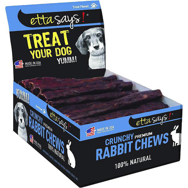 Etta Says! Crunchy Rabbit Dog Chews 4in POS Display Box Bulk 36ct