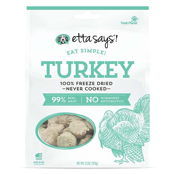 Etta Says! Eat Simple! 100% Freeze Dried Dog Treats Turkey 2.5oz