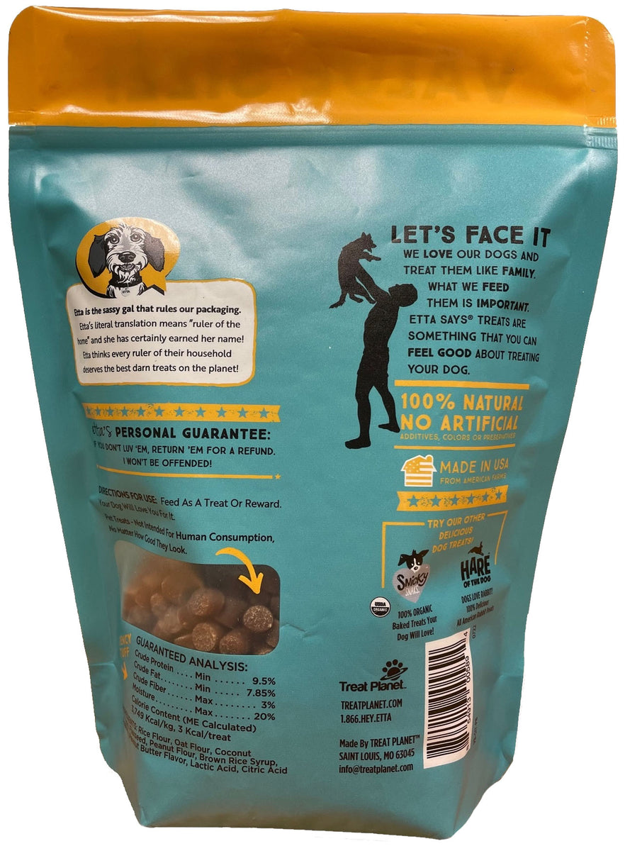 Etta Says! Sit! Dog Training Treats Peanut Butter Recipe Value Bag 16oz