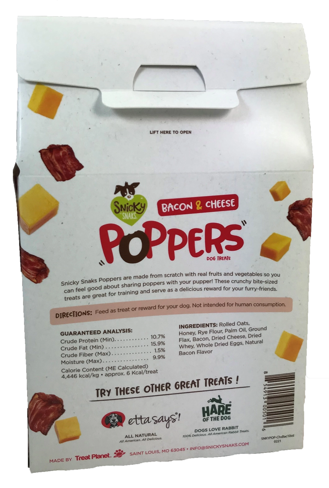 Snicky Snaks Bacon and Cheese Poppers Treat 10 oz