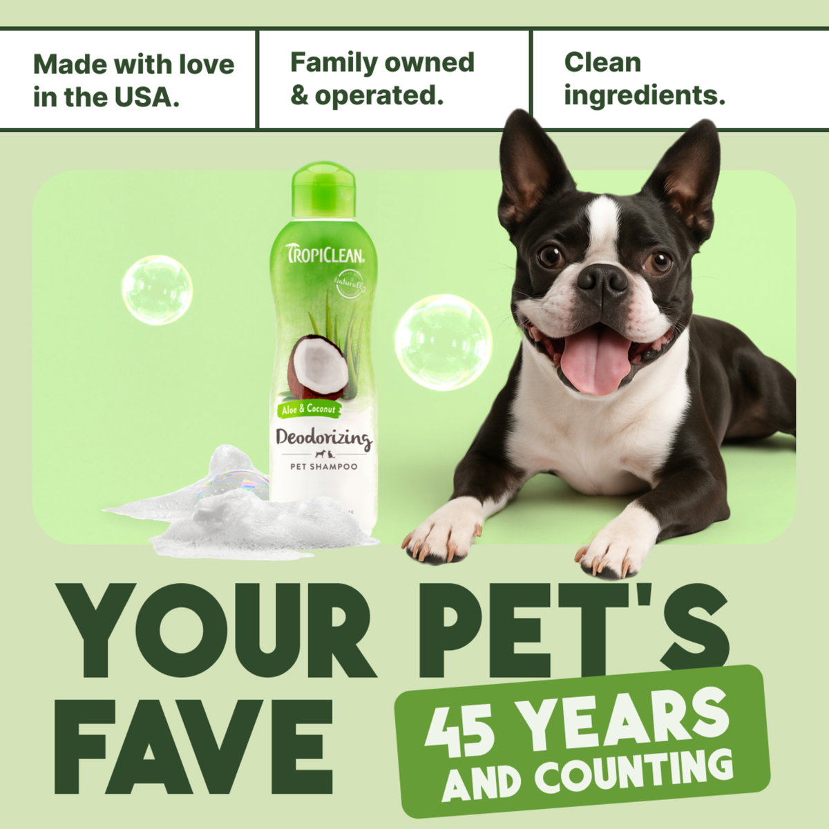 TropiClean Aloe + Coconut Deodorizing Pet Shampoo, 20oz