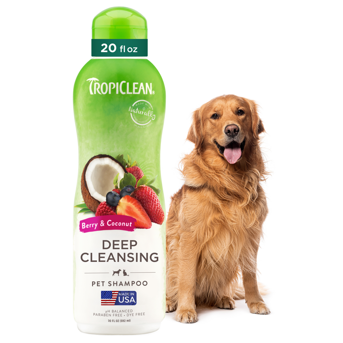 TropiClean Berry + Coconut Deep Cleansing Pet Shampoo, 20oz