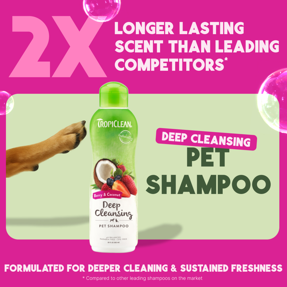 TropiClean Berry + Coconut Deep Cleansing Pet Shampoo, 20oz