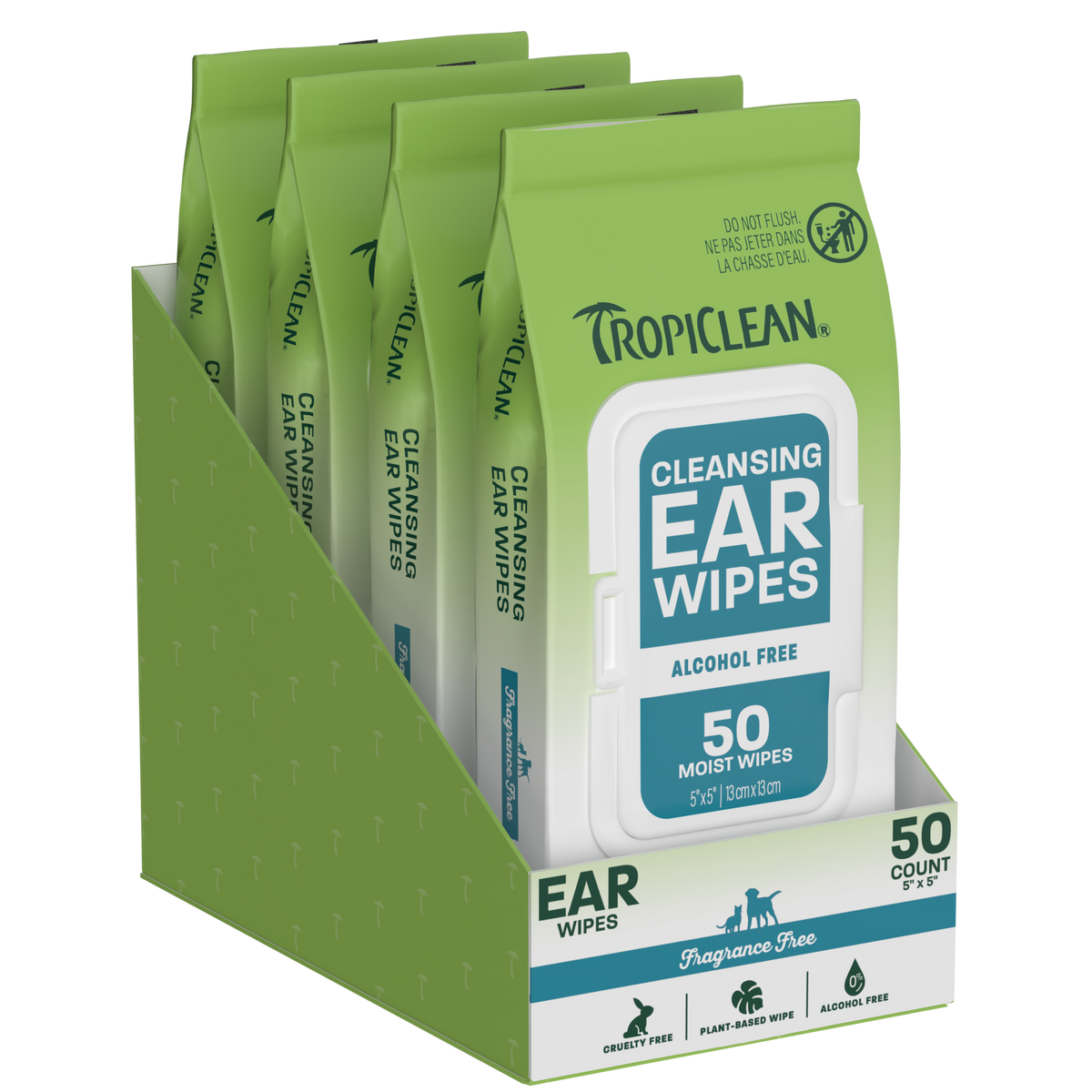 TropiClean Cleansing Ear Wipes, 50ct - 4 Pack