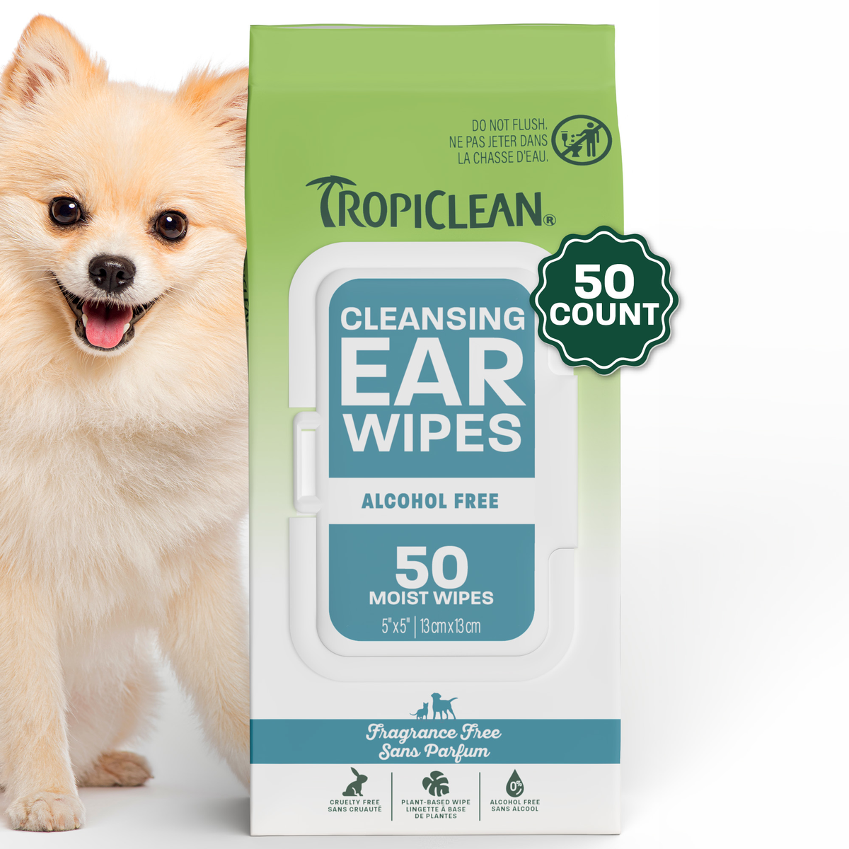 TropiClean Cleansing Ear Wipes, 50ct - 4 Pack