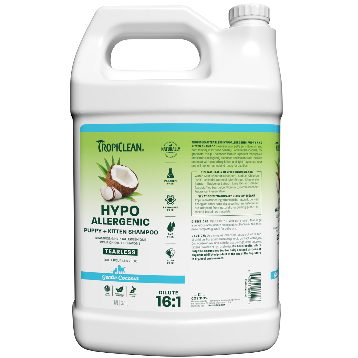 TropiClean Gentle Coconut Hypoallergenic Puppy & Kitten Shampoo, 1 gal