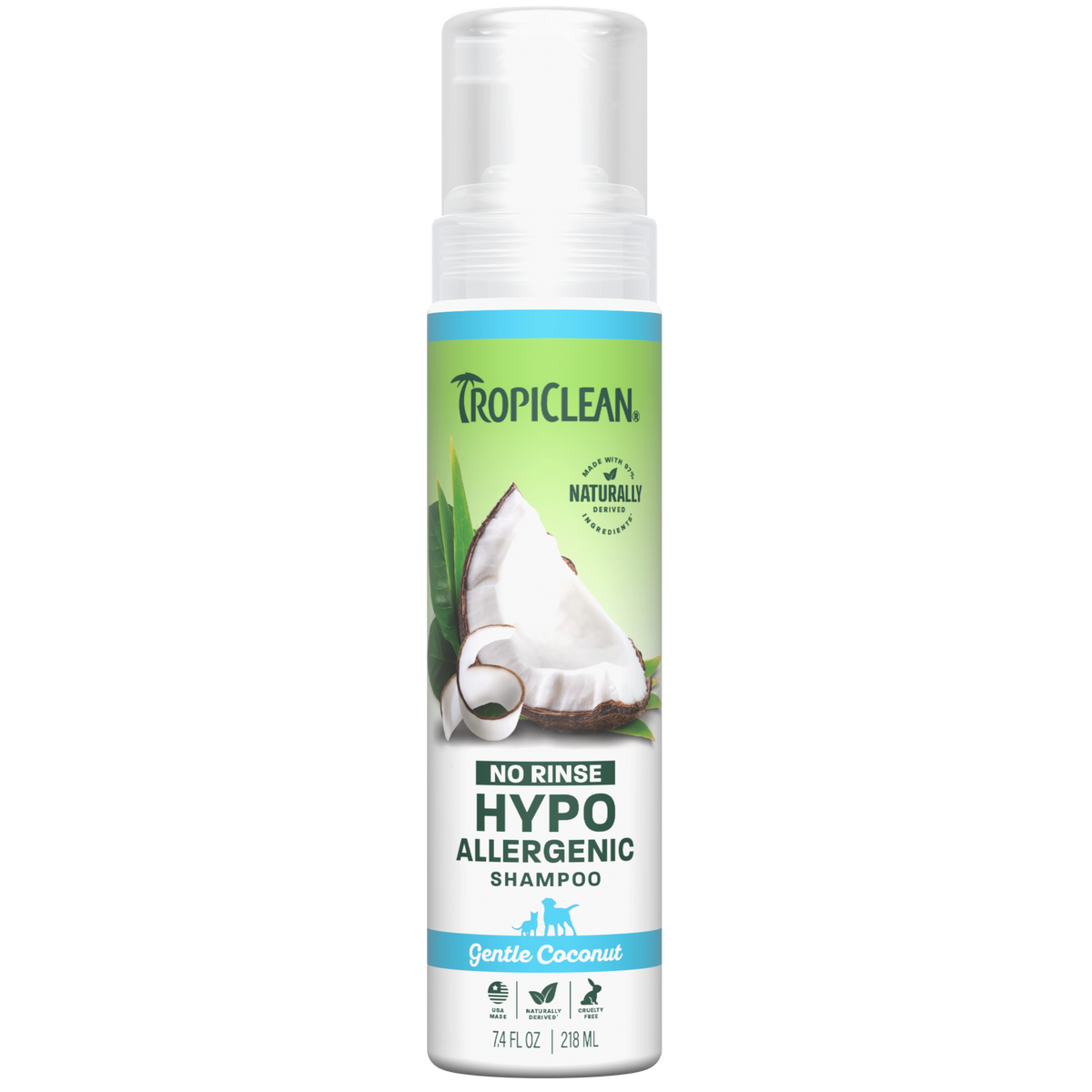 TropiClean Hypoallergenic No Rinse Pet Shampoo, 7.4oz