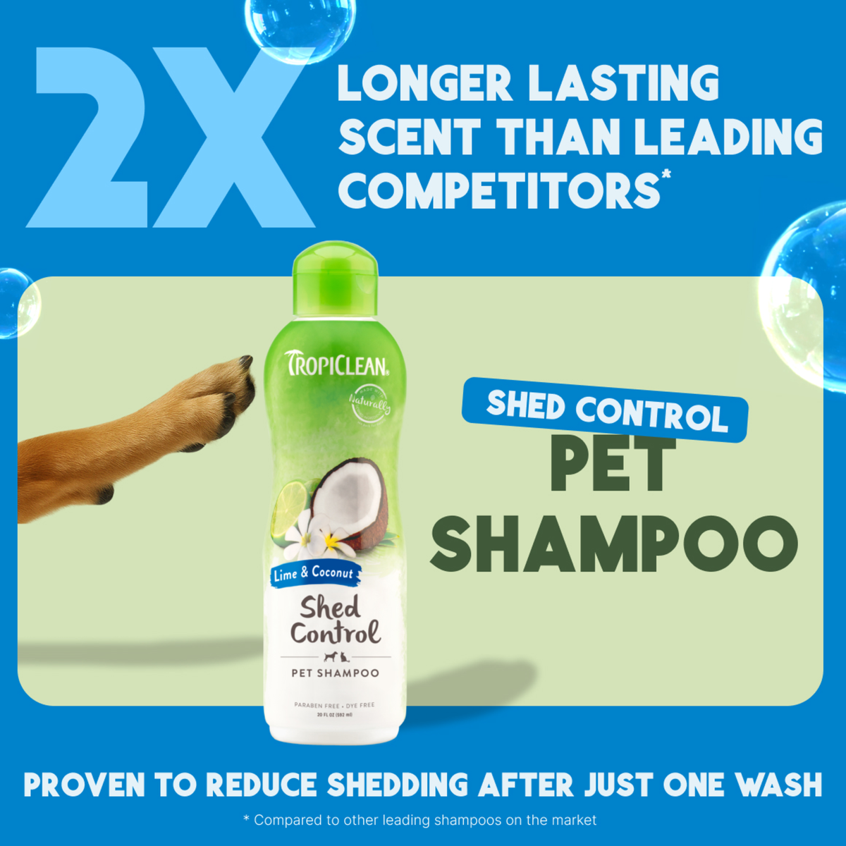 TropiClean Lime + Coconut Shed Control Pet Shampoo, 20oz