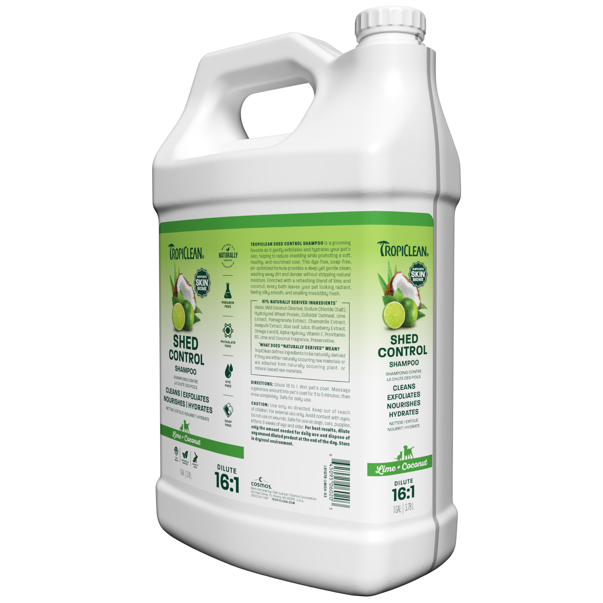TropiClean Lime + Coconut Shed Control Pet Shampoo, 1 gal