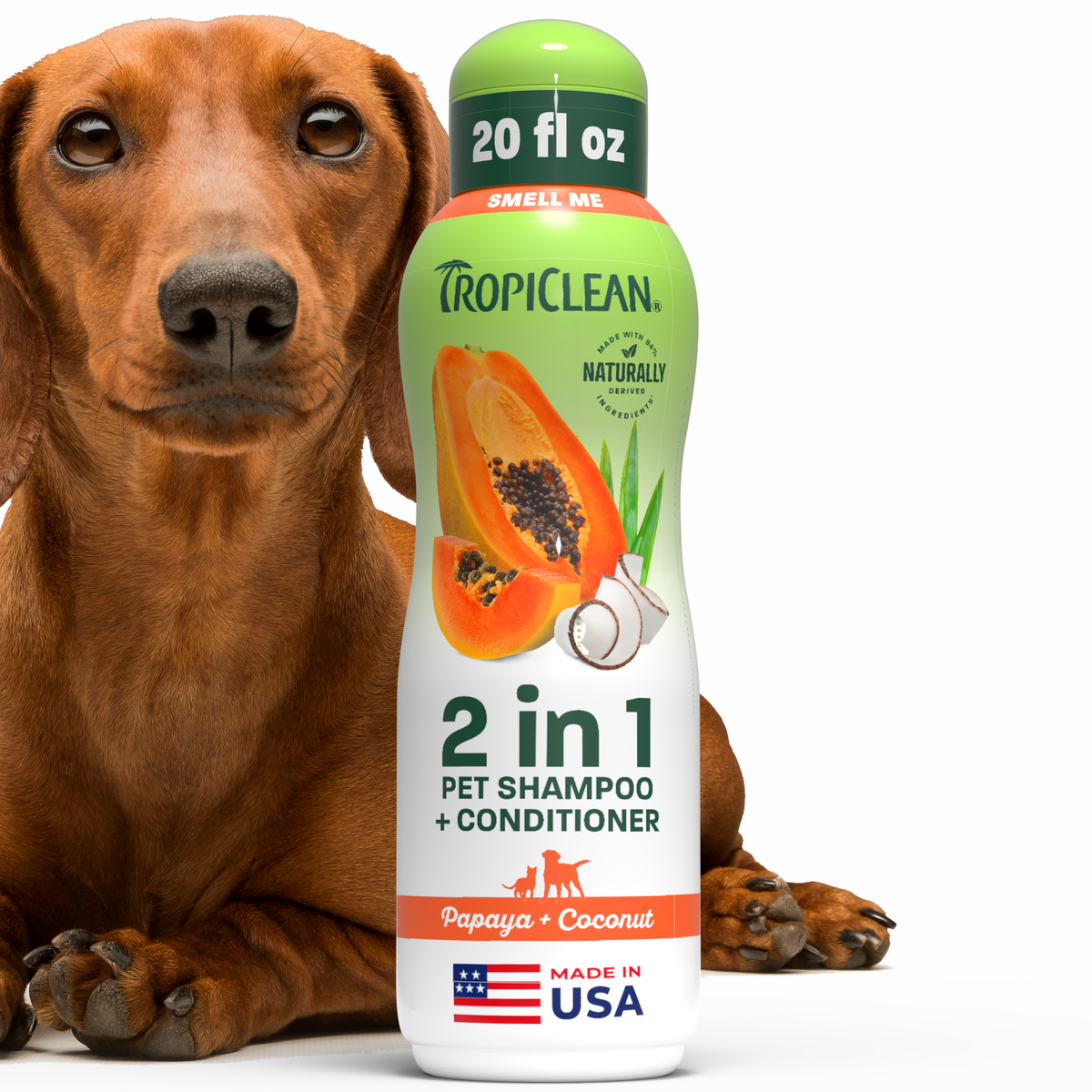 TropiClean Papaya + Coconut Pet Shampoo & Conditioner, 20oz
