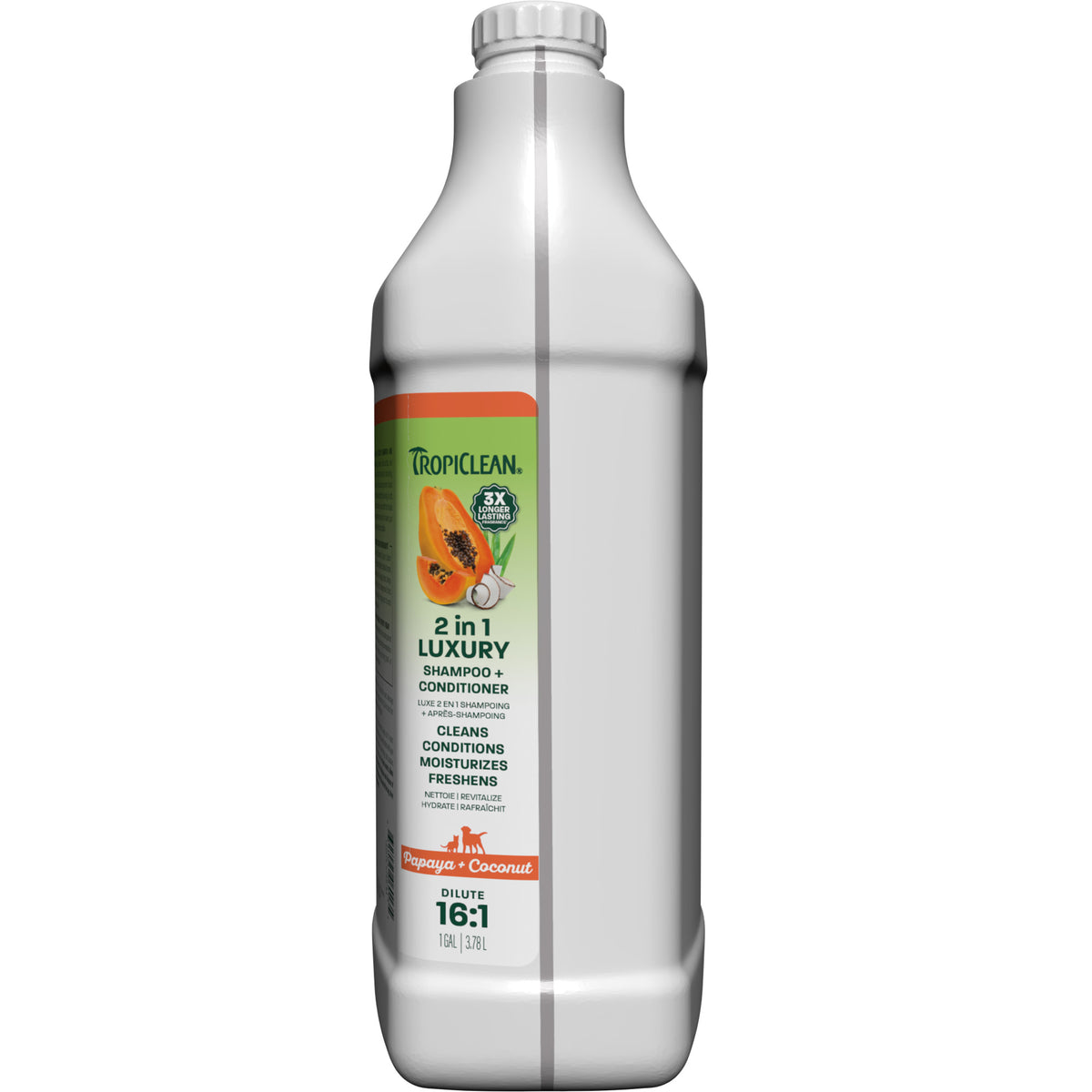 TropiClean Papaya + Coconut 2-in-1 Pet Shampoo and Conditioner, 1 gal
