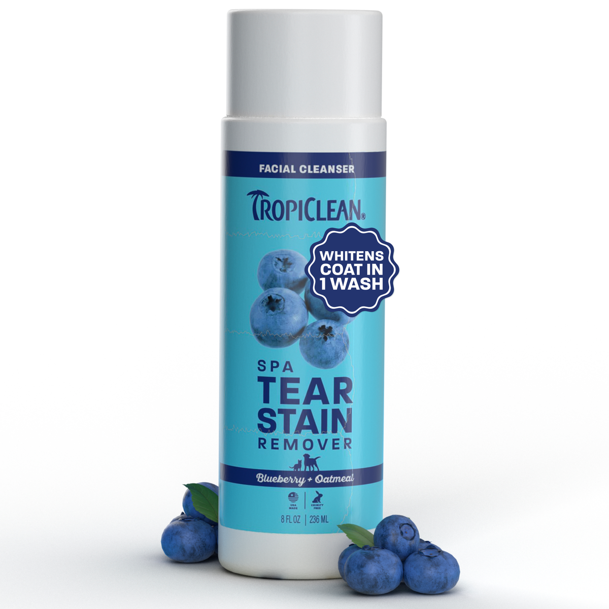 TropiClean Blueberry + Oatmeal Spa Tear Stain Remover, 8oz