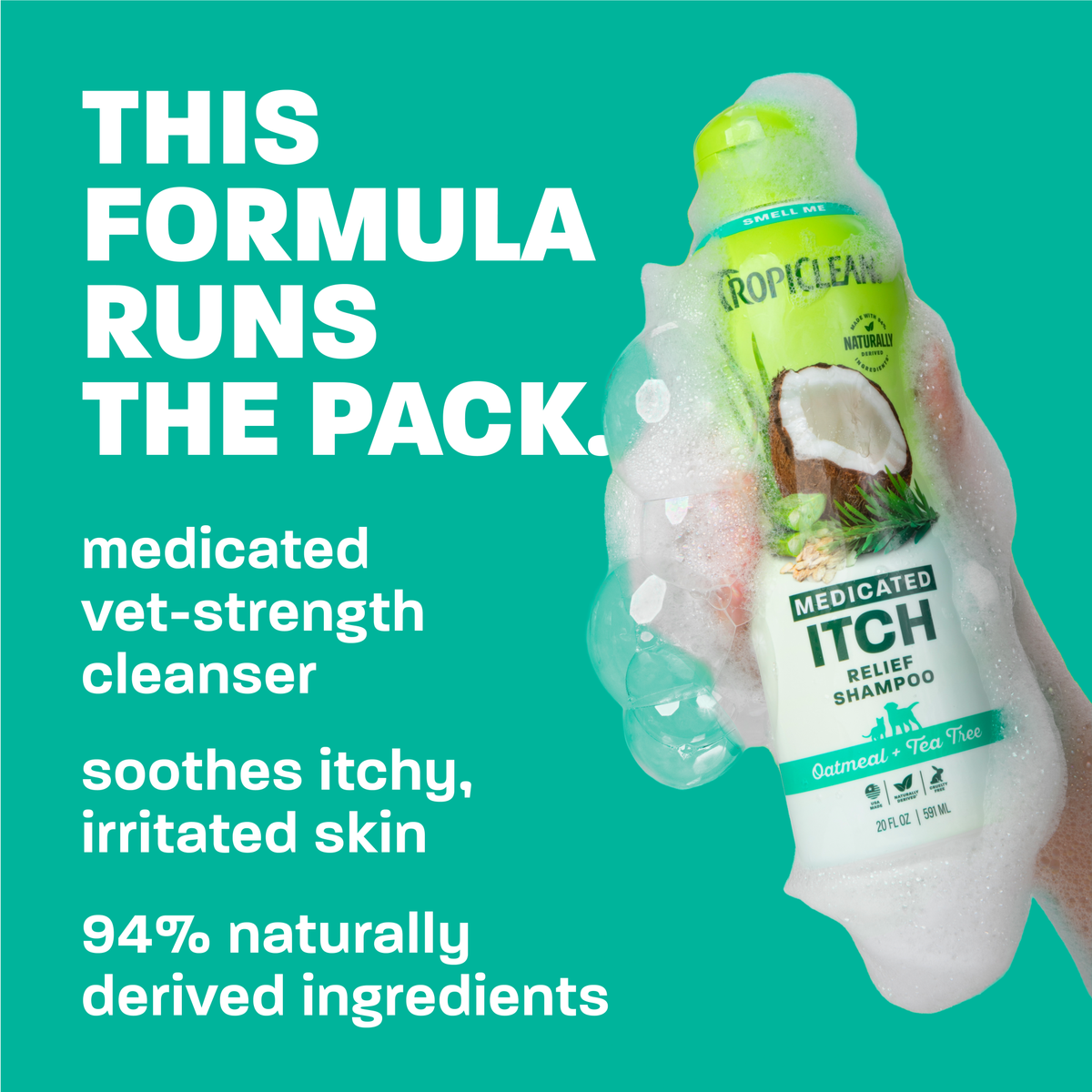 TropiClean Oatmeal + Tea Tree Medicated Itch Pet Shampoo, 20oz