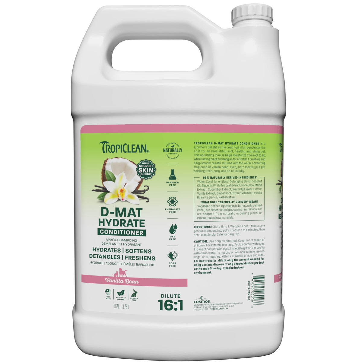 TropiClean Vanilla Bean D-Mat Hydrate & Shine Pet Conditioner, 1 gal