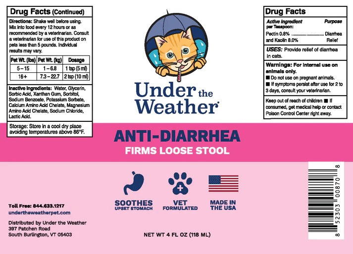 Under the Weather Anti-Diarrhea Liquid for Cats 4oz