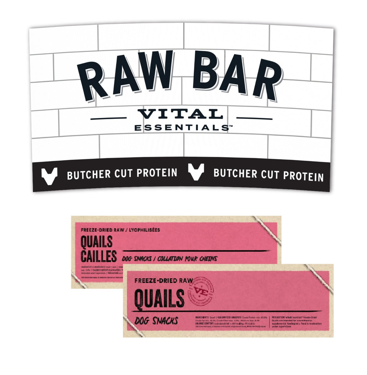 Vital Essentials Quail Dog Snacks Signage for VE RAW BAR Display