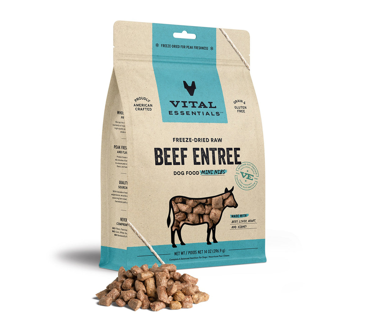 Vital Essentials® Freeze-Dried Raw Beef Entree Dog Food Nibs, 14 oz