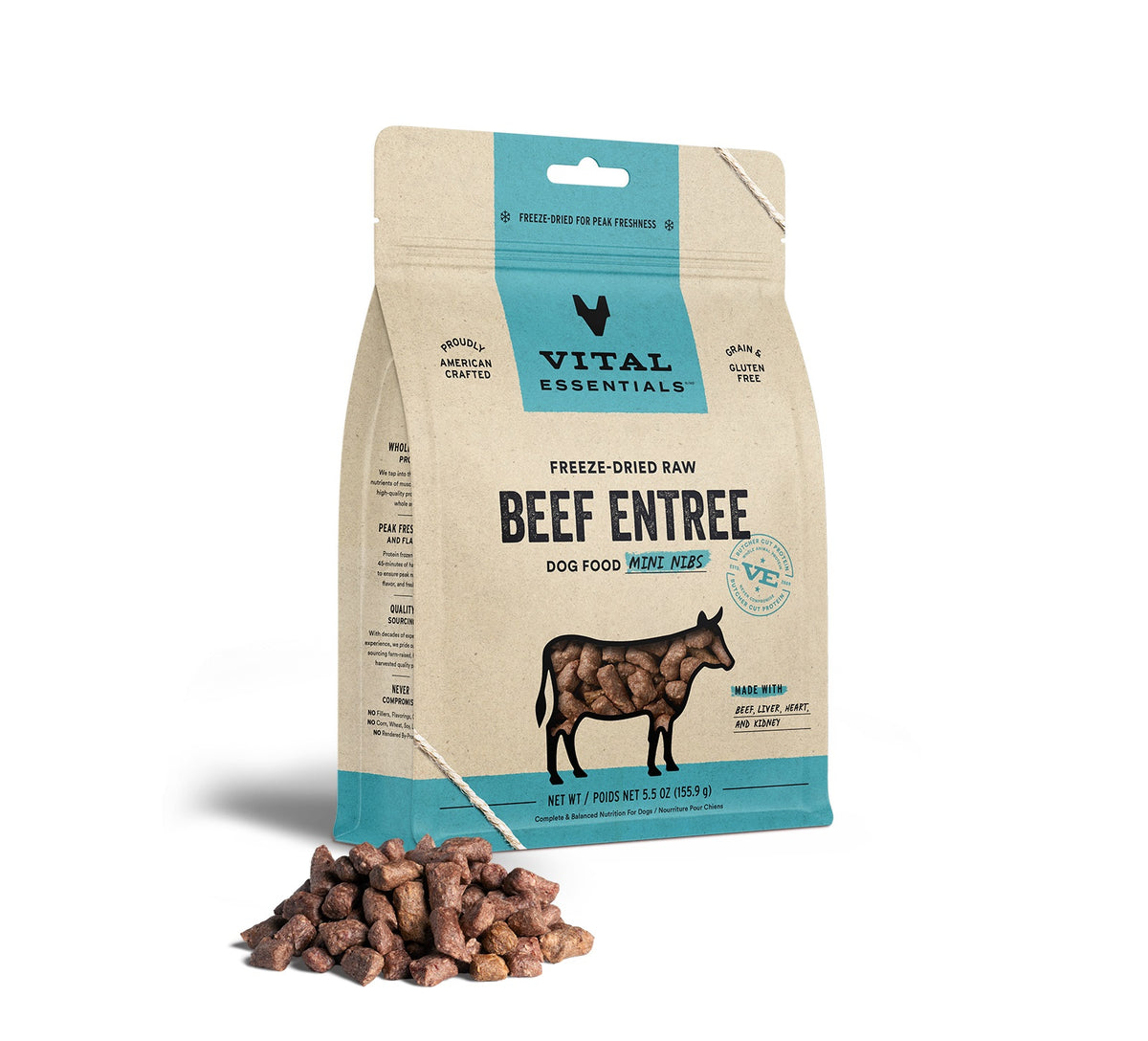 Vital Essentials® Freeze-Dried Raw Beef Entree Dog Food Mini Nibs, 5.5 oz