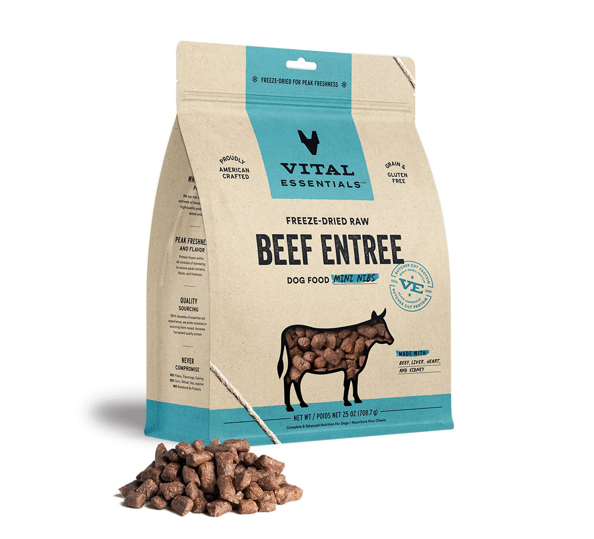 Vital Essentials® Freeze-Dried Raw Beef Entree Dog Food Mini Nibs, 25 oz