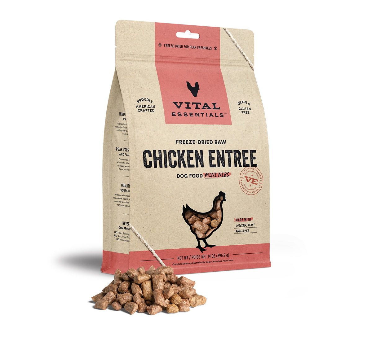 Vital Essentials® Freeze-Dried Raw Chicken Entree Dog Food Mini Nibs, 14 oz