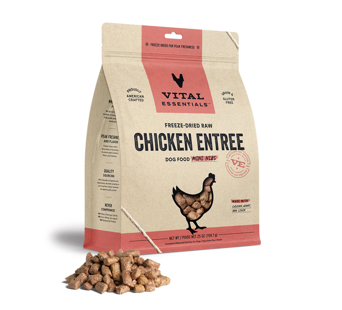 Vital Essentials® Freeze-Dried Raw Chicken Entree Dog Food Mini Nibs, 25 oz