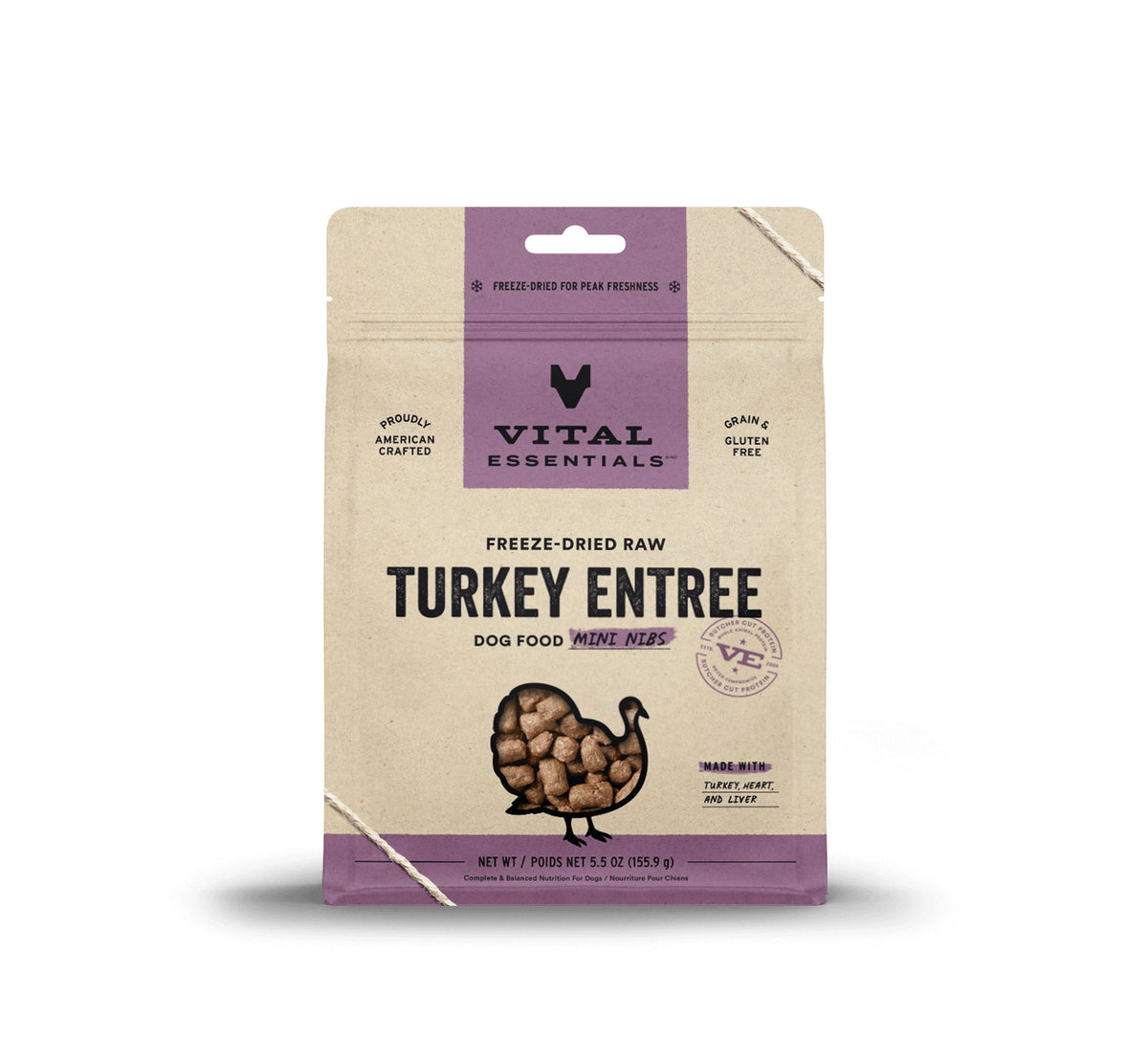 Vital Essentials® Freeze-Dried Raw Turkey Entree Dog Food Mini Nibs, 5.5 oz