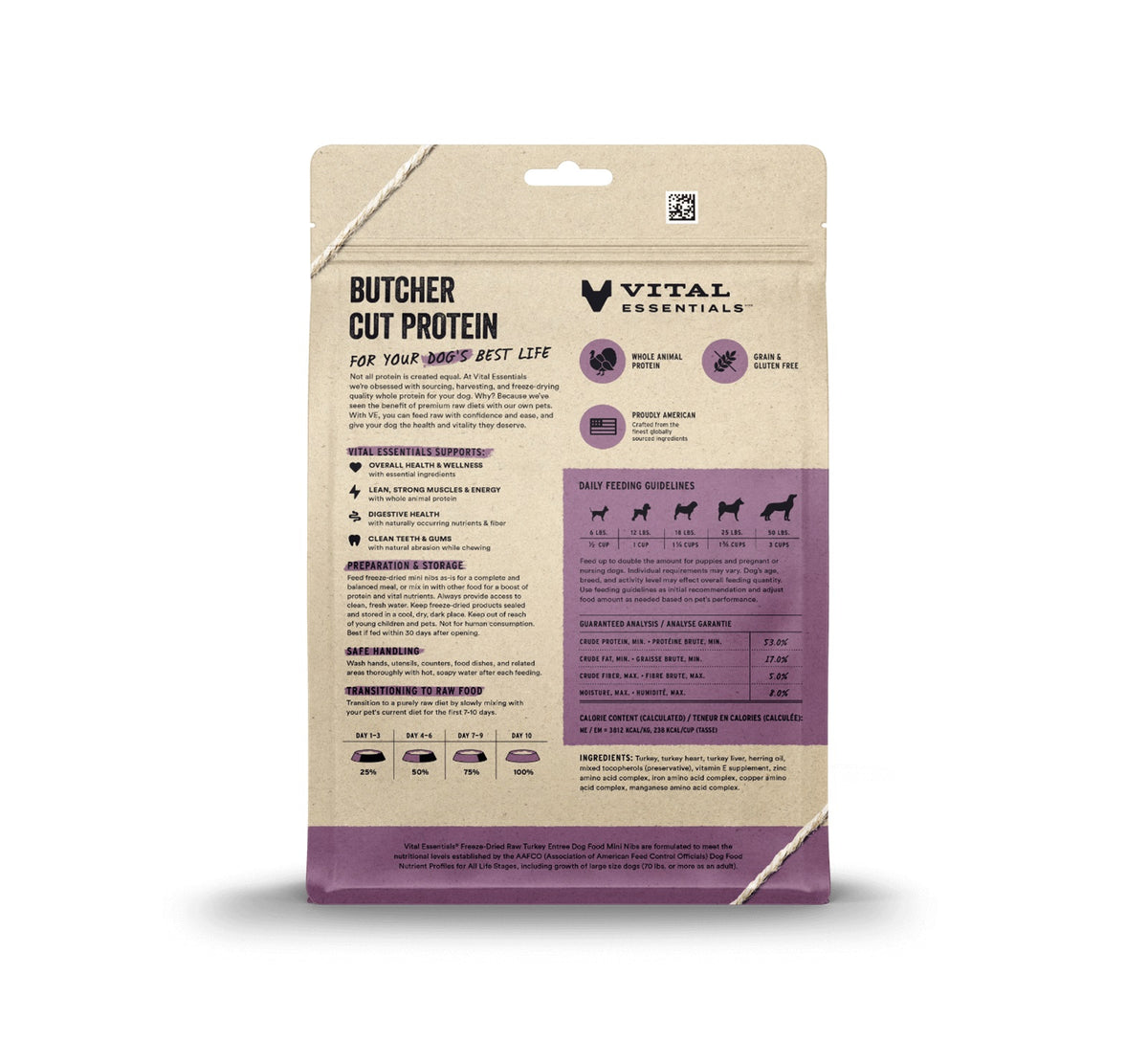 Vital Essentials® Freeze-Dried Raw Turkey Entree Dog Food Mini Nibs, 14 oz