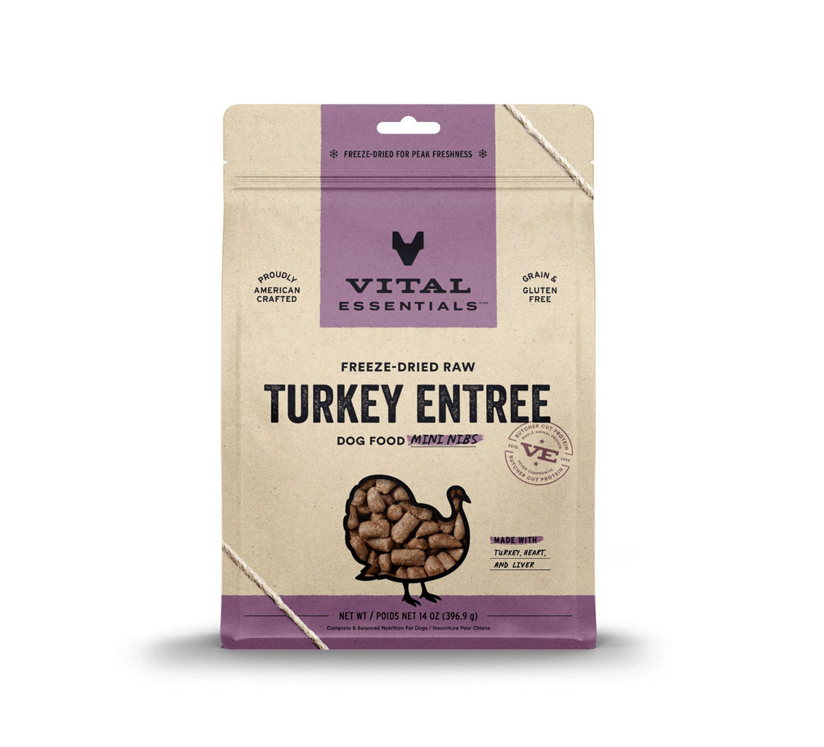 Vital Essentials® Freeze-Dried Raw Turkey Entree Dog Food Mini Nibs, 14 oz