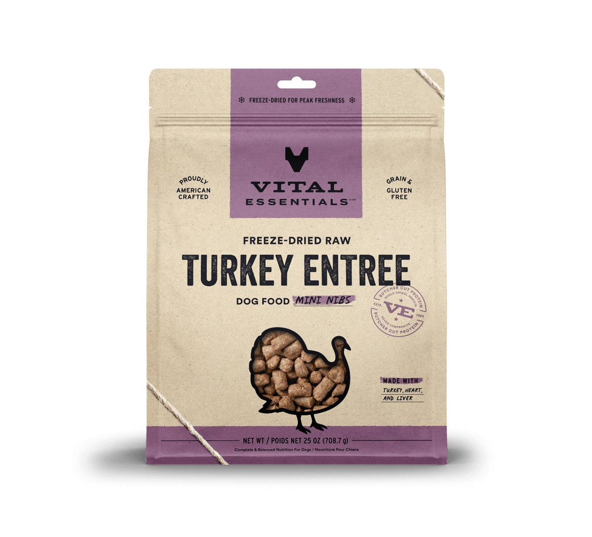 Vital Essentials® Freeze-Dried Raw Turkey Entree Dog Food Mini Nibs, 25 oz
