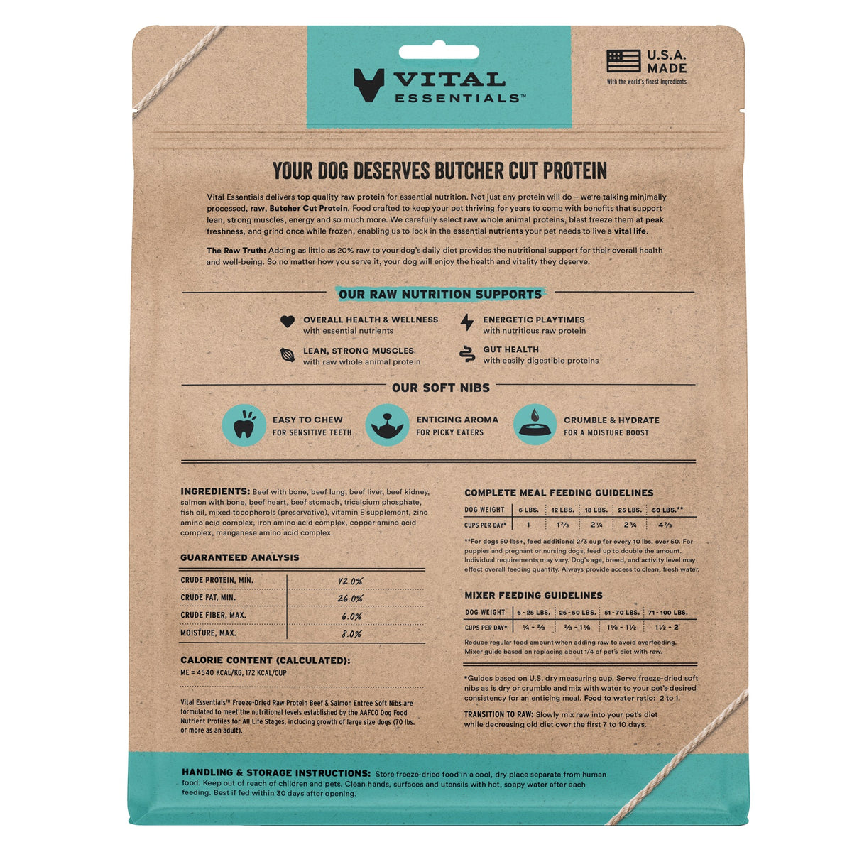 Vital Essentials Freeze-Dried Raw Beef & Salmon Entree & Mixer Dog Food Soft Nibs, 14 oz