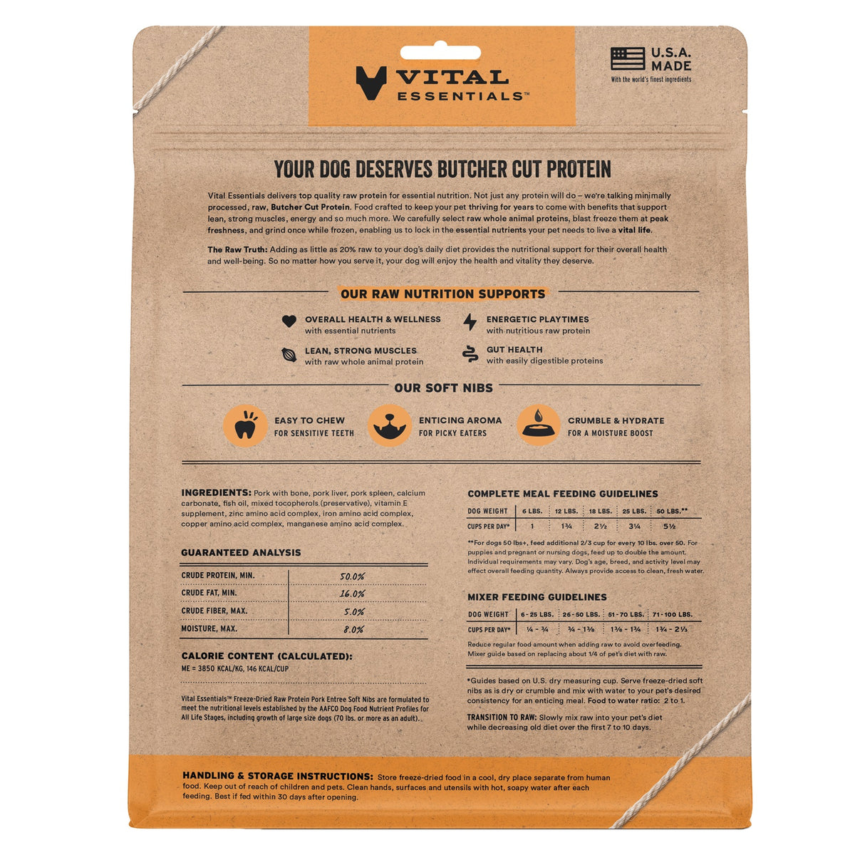 Vital Essentials Freeze-Dried Raw Pork Entree & Mixer Dog Food Soft Nibs, 14 oz