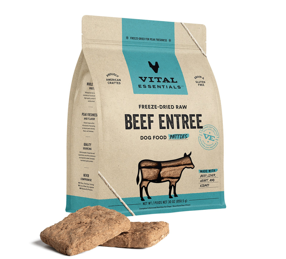 Vital Essentials® Freeze-Dried Raw Beef Entree Dog Food Patties, 30 oz