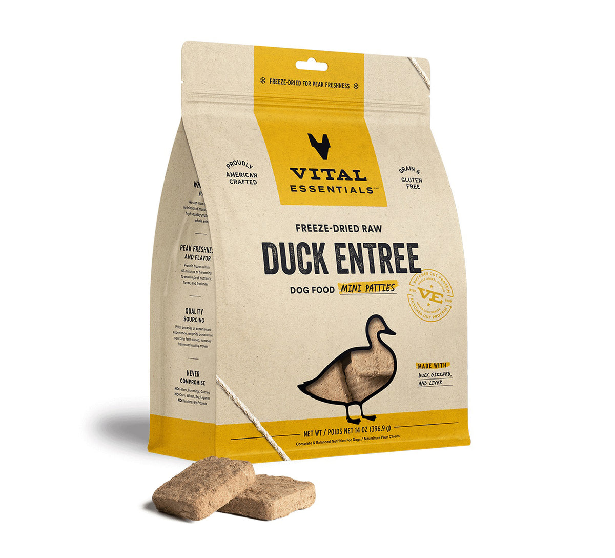 Vital Essentials® Freeze-Dried Raw Duck Entree Dog Food Mini Patties, 14 oz