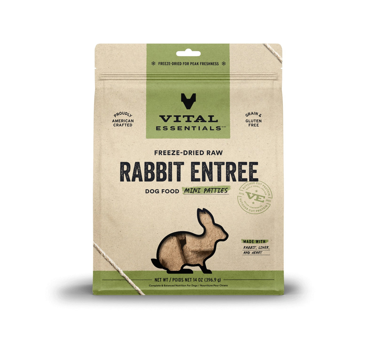Vital Essentials® Freeze-Dried Raw Rabbit Entree Dog Food Mini Patties, 14 oz