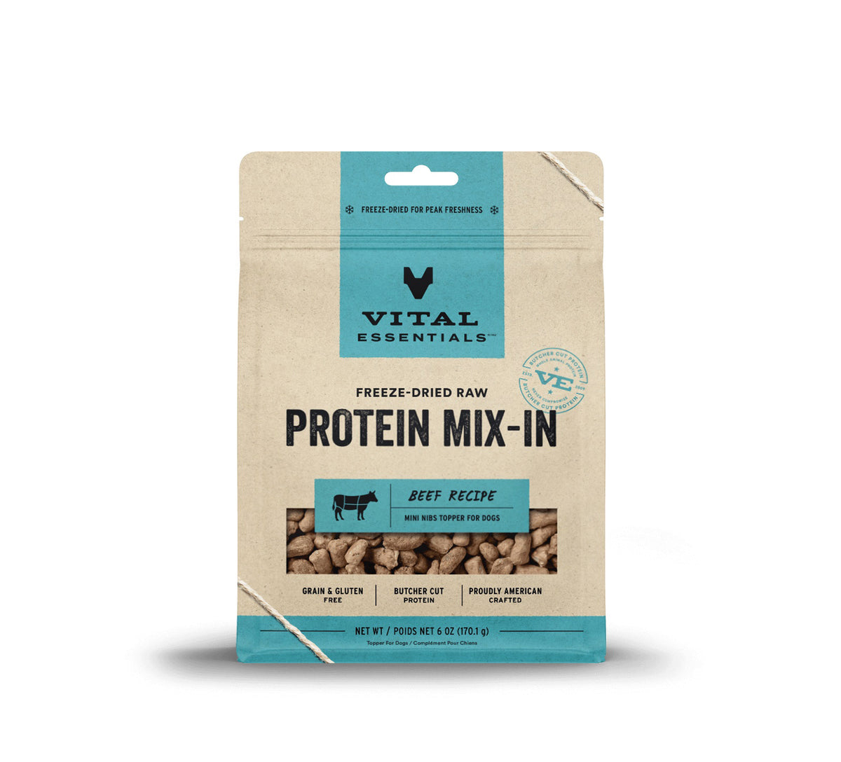 Vital Essentials® Freeze-Dried Raw Beef Protein Mix-In Meal Topper for Dogs, 6 oz