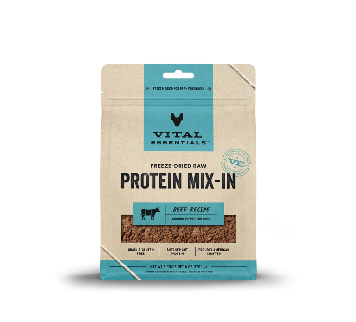 Vital Essentials® Freeze-Dried Raw Beef Protein Mix-In Ground Topper for Dogs, 6 oz