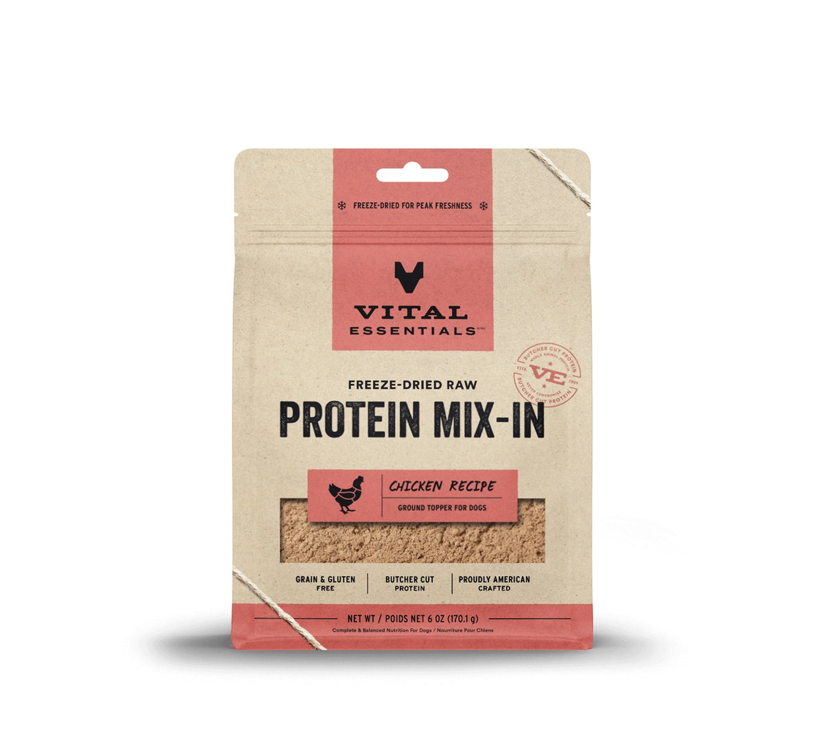 Vital Essentials® Freeze-Dried Raw Chicken Protein Mix-In Ground Topper for Dogs, 6 oz