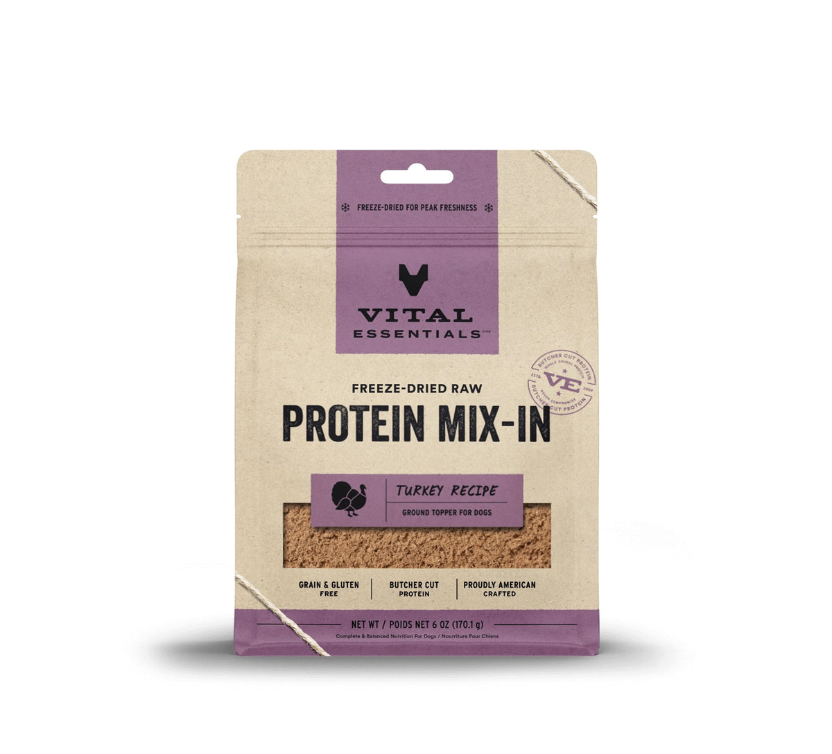 Vital Essentials® Freeze-Dried Raw Turkey Protein Mix-In Ground Topper for Dogs, 6 oz