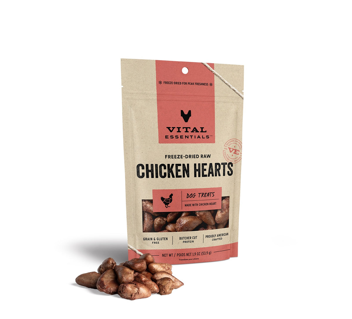 Vital Essentials® Freeze-Dried Chicken Hearts Dog Treats, 1.9 oz