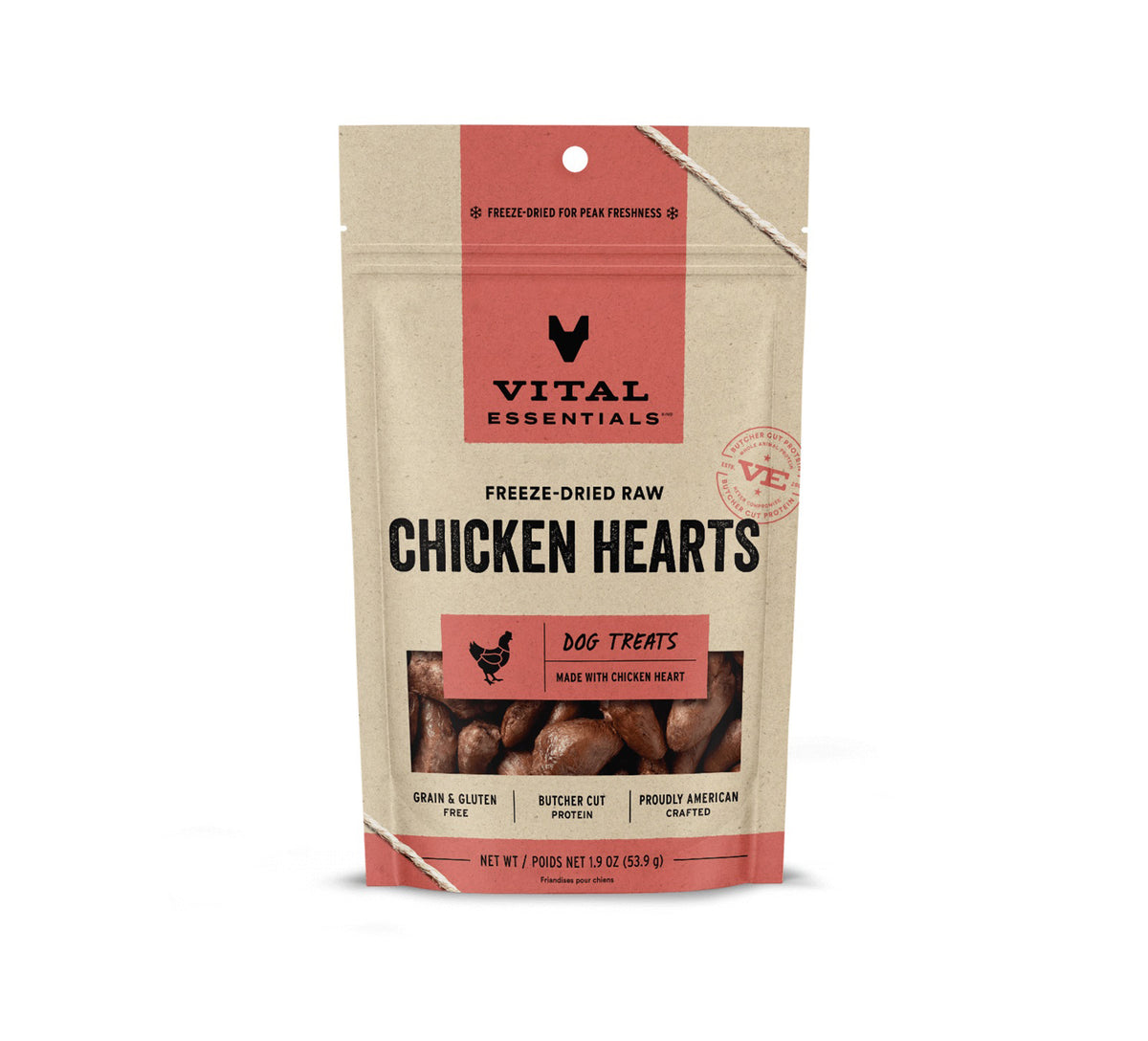 Vital Essentials® Freeze-Dried Chicken Hearts Dog Treats, 1.9 oz