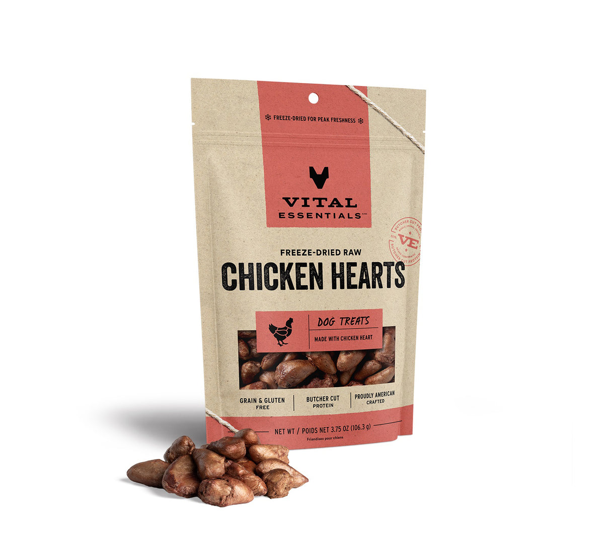 Vital Essentials® Freeze-Dried Chicken Hearts Dog Treats, 3.75 oz