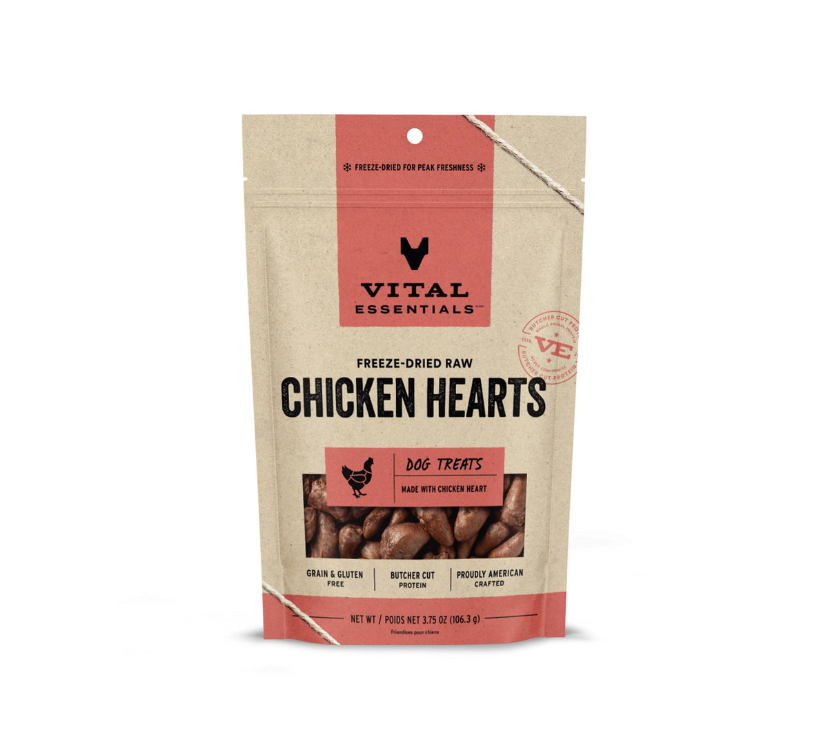 Vital Essentials® Freeze-Dried Chicken Hearts Dog Treats, 3.75 oz