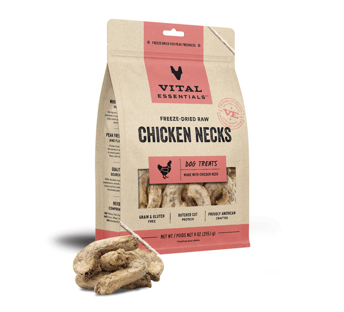 Vital Essentials® Freeze-Dried Raw Chicken Necks Dog Treats, 9 oz