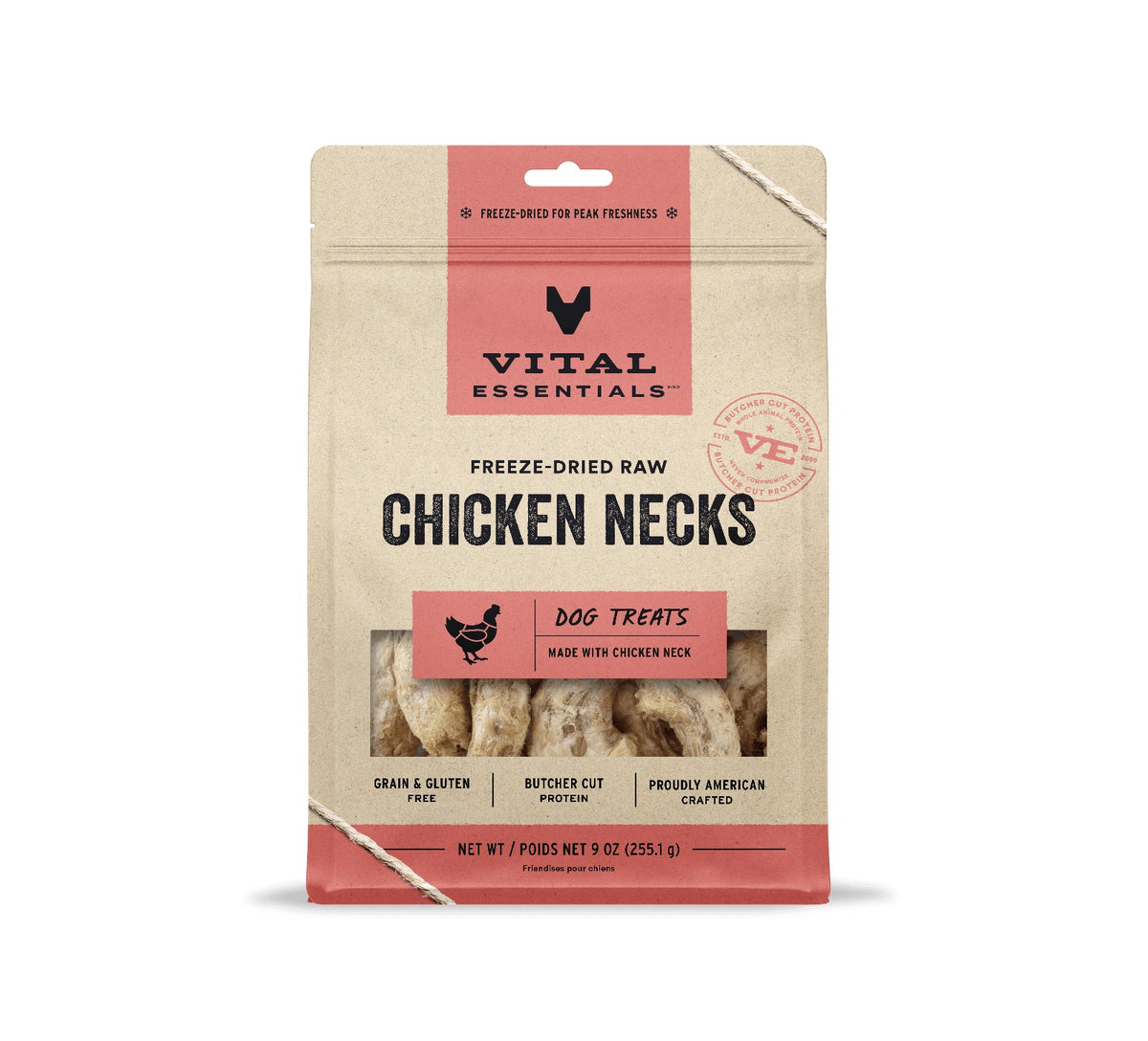 Vital Essentials® Freeze-Dried Raw Chicken Necks Dog Treats, 9 oz