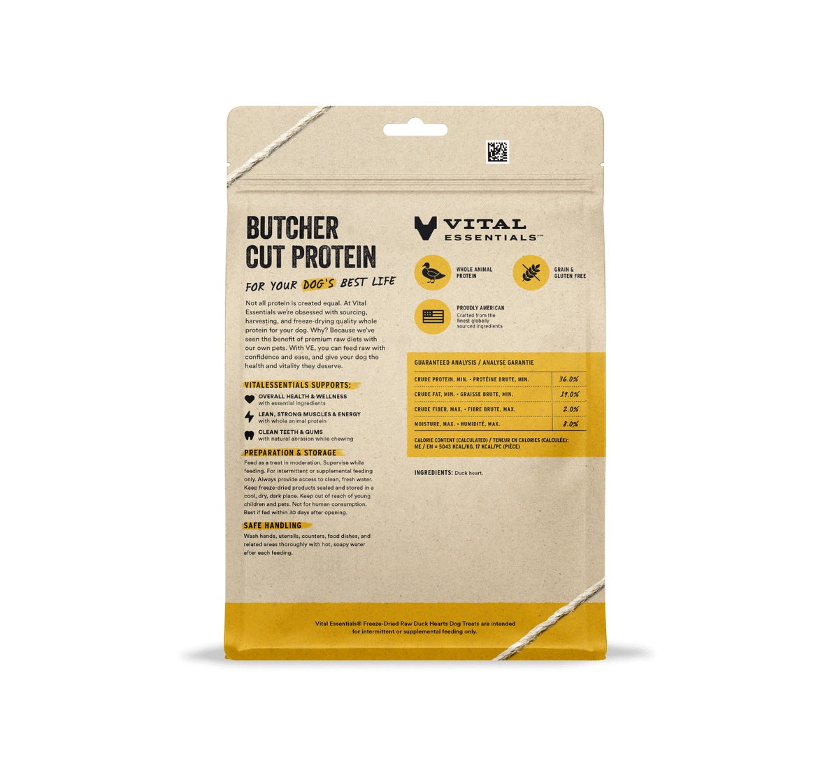 Vital Essentials® Freeze-Dried Raw Duck Hearts Dog Treats, 10 oz