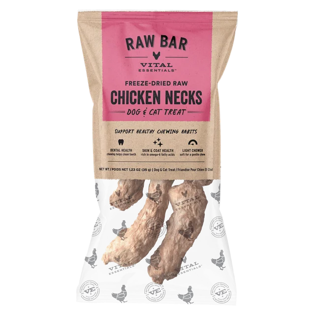 Vital Essentials RAW BAR Freeze-Dried Raw Chicken Necks Dog & Cat Treat, 1.23 oz