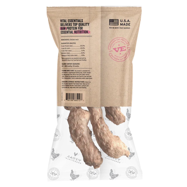 Vital Essentials RAW BAR Freeze-Dried Raw Chicken Necks Dog & Cat Treat, 1.23 oz