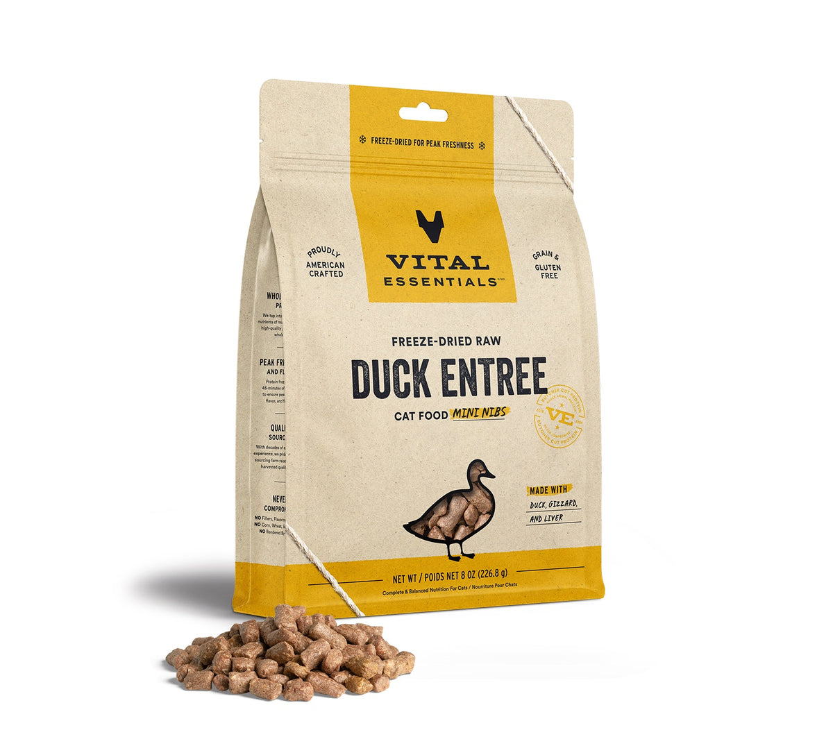 Vital Essentials® Freeze-Dried Raw Duck Entree Cat Food Mini Nibs, 8 oz